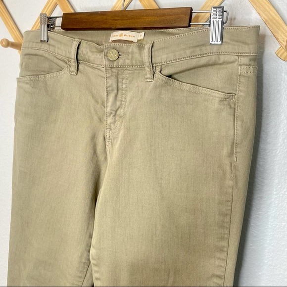 Tory Burch Emmy Ankle Snap Buttons Jeans Olive Size 31 - Picture 3 of 9